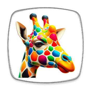 Giraffe colored and painted like Harlequin - Square fridge magnet - white - Front