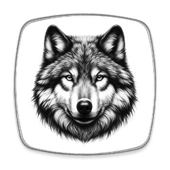 Loup - Magnet carré - blanc - Devant