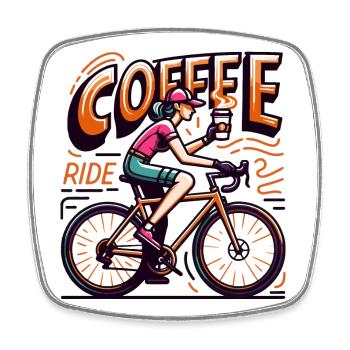 Vibrant Coffee Ride Illustration - Square fridge magnet - white - Front
