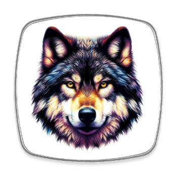 Loup - Magnet carré - blanc - Devant