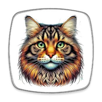 Katze - Viereckiger Kühlschrankmagnet - Weiß - Vorne