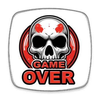 Skull-Spiel vorbei Red Crest - Viereckiger Kühlschrankmagnet - Weiß - Vorne