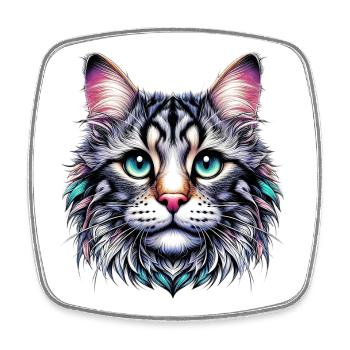 Cat - Square fridge magnet - white - Front