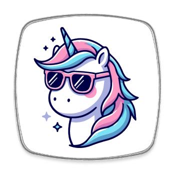 Pastel Neon Unicorn Shades - Square fridge magnet - white - Front