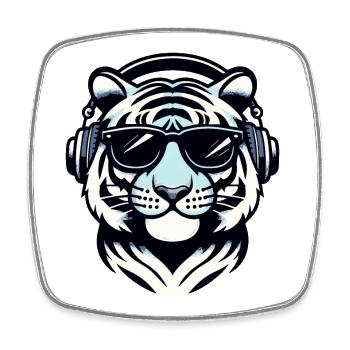 Tiger DJ Shades - Square fridge magnet - white - Front
