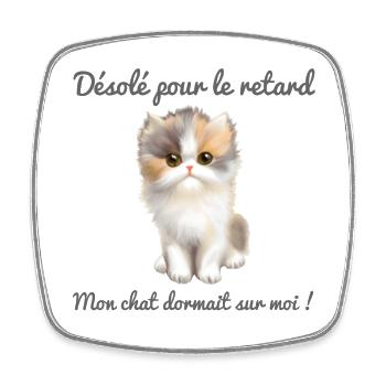 Mon chat dormait sur moi  - Magnet carré - blanc - Devant