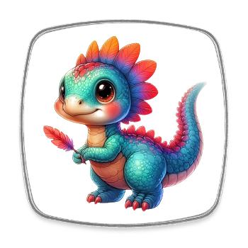 Dinosaurier - Viereckiger Kühlschrankmagnet - Weiß - Vorne