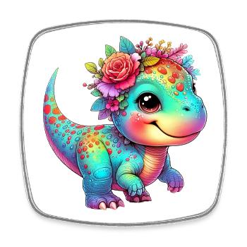 Dinosaurier - Viereckiger Kühlschrankmagnet - Weiß - Vorne