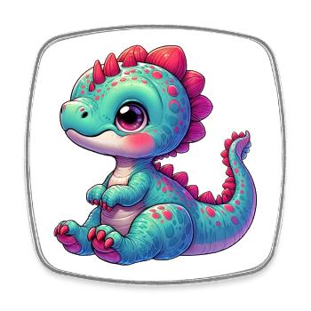 Dinosaurier - Viereckiger Kühlschrankmagnet - Weiß - Vorne