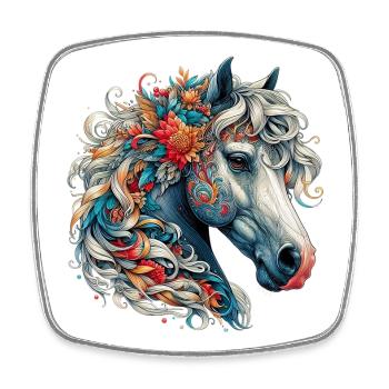 Cheval - Magnet carré - blanc - Devant