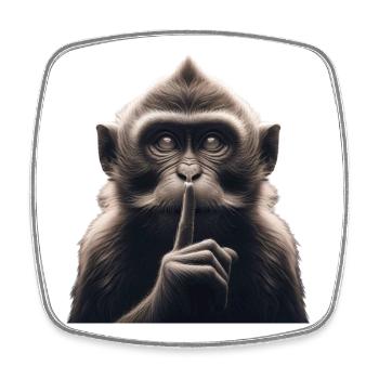 A Silent Monkey - Square fridge magnet - white - Front