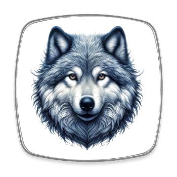 Loup - Magnet carré - blanc - Devant