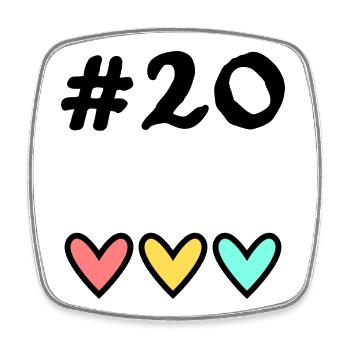 20. 20 ANS. 20e ANNIVERSAIRE. ANNIVERSAIRE 20 ANS. - Magnet carré - blanc - Devant
