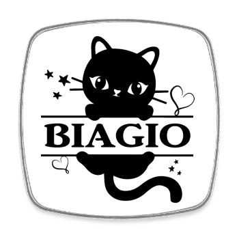 Biagio t-shirt t-shirt chat Katze chat chat - Magnet carré - blanc - Devant