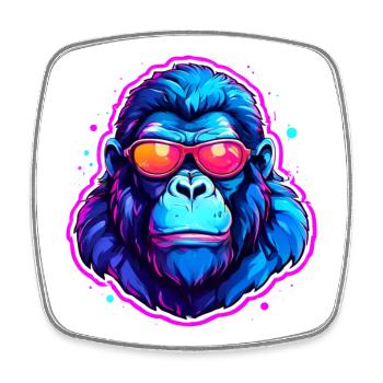A cool gorilla with sunglasses - Square fridge magnet - white - Front