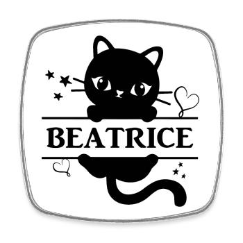 Beatrice t-shirt chat chat Katze gato - Magnet carré - blanc - Devant