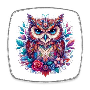 Hibou - Magnet carré - blanc - Devant