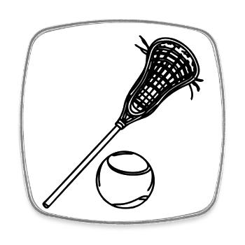 Lacrosse and Ball - Square fridge magnet - white - Front