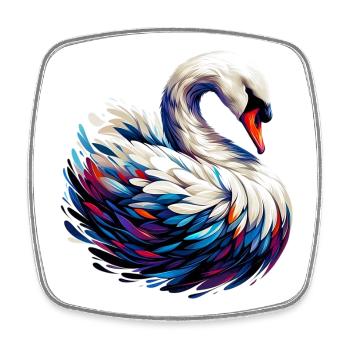 Cygne - Magnet carré - blanc - Devant