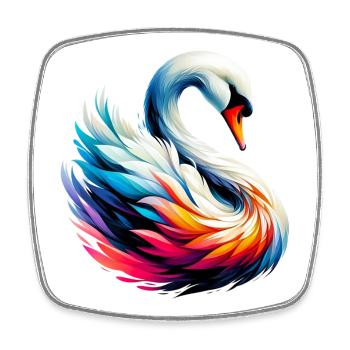 Schwan - Viereckiger Kühlschrankmagnet - Weiß - Vorne