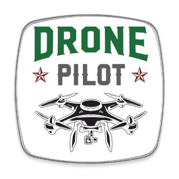 Pilote de drone - Magnet carré - blanc - Devant