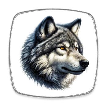 Loup - Magnet carré - blanc - Devant