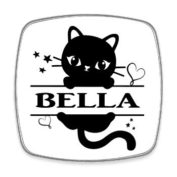 Schöne Katze T-Shirt T-Shirt Katze Geschenkidee - Viereckiger Kühlschrankmagnet - Weiß - Vorne