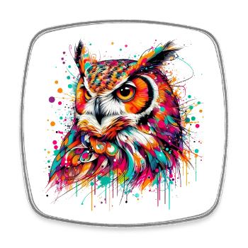 Owl - Square fridge magnet - white - Front