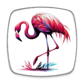 Flamant - Magnet carré - blanc - Devant