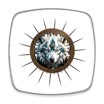 Génial loup steampunk blanc. - Magnet carré - blanc - Devant