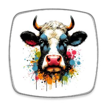 Vache - Magnet carré - blanc - Devant