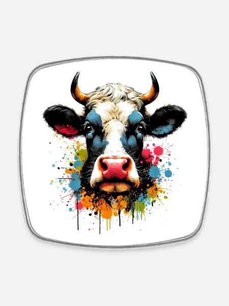 Vache - Magnet carré - blanc