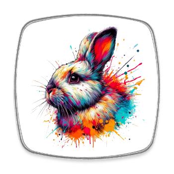 Rabbit - Square fridge magnet - white - Front