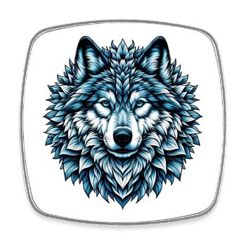 Wolf - Viereckiger Kühlschrankmagnet - Weiß - Vorne