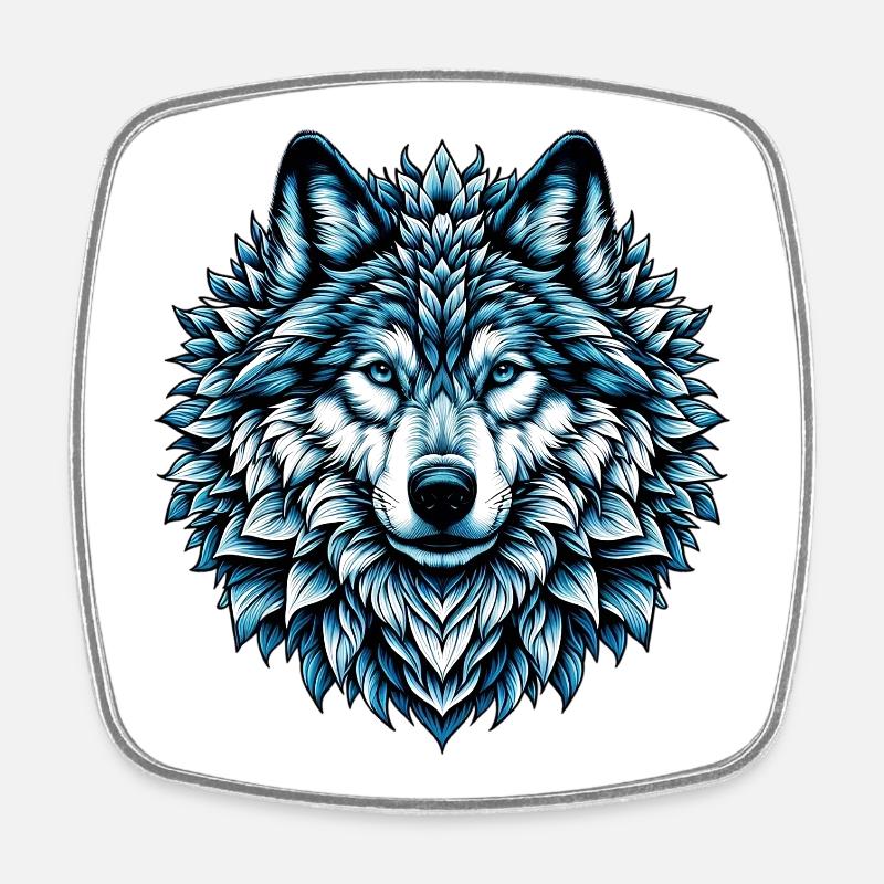 Wolf - Viereckiger Kühlschrankmagnet - Weiß