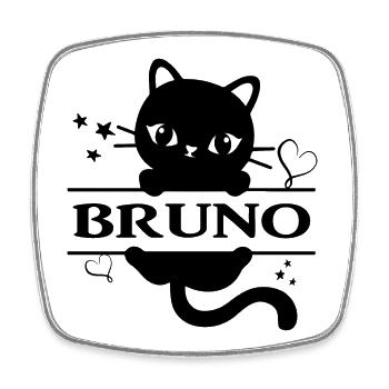 T-Shirt Bruno Katze T-Shirt Katze Gat Geschenkidee - Viereckiger Kühlschrankmagnet - Weiß - Vorne