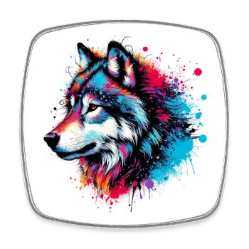 Wolf - Viereckiger Kühlschrankmagnet - Weiß - Vorne