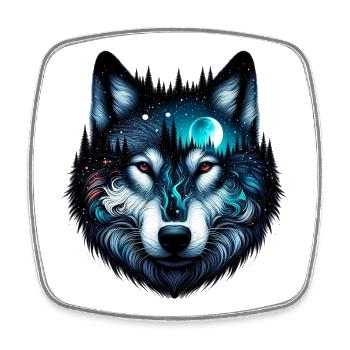 Loup - Magnet carré - blanc - Devant