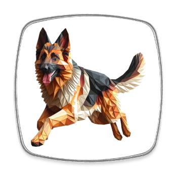 chien berger allemand origami géométrique 3d - Magnet carré - blanc - Devant