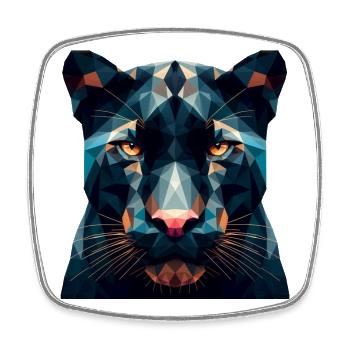Une panthère dans le style polygonal - Magnet carré - blanc - Devant