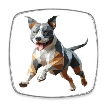 Staffy Origami 3D geometrischer Hund - Viereckiger Kühlschrankmagnet - Weiß - Vorne