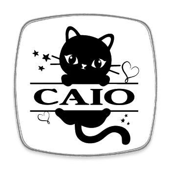 t-shirt Caio chat t-shirt idée cadeau chat Katze - Magnet carré - blanc - Devant