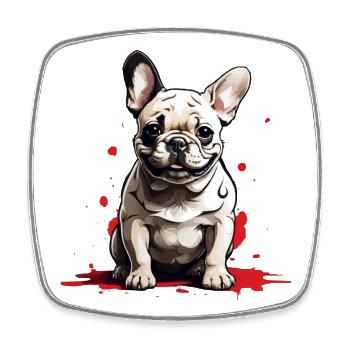 DOG FRENCH BULLDOG - Square fridge magnet - white - Front