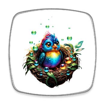 Colorful fancy bird. - Square fridge magnet - white - Front