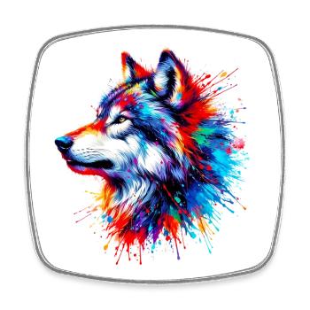 Wolf - Square fridge magnet - white - Front