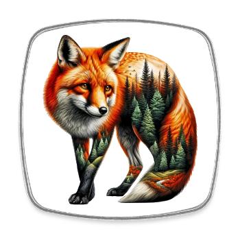 Renard - Magnet carré - blanc - Devant