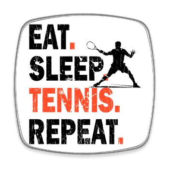 Shirt Tennis Eat Sleep Tennis Repeat Design Dunkel - Viereckiger Kühlschrankmagnet - Weiß - Vorne