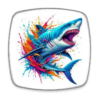 Requin - Magnet carré - blanc - Devant