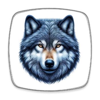Wolf - Viereckiger Kühlschrankmagnet - Weiß - Vorne