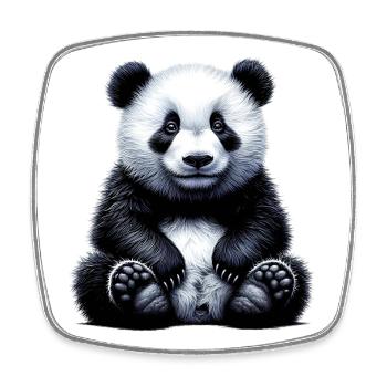 Panda - Viereckiger Kühlschrankmagnet - Weiß - Vorne
